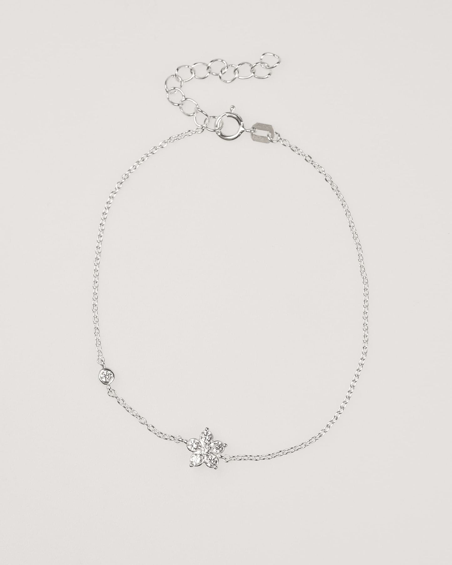 Sterling Silver Cubic Zirconia Flower Bracelet