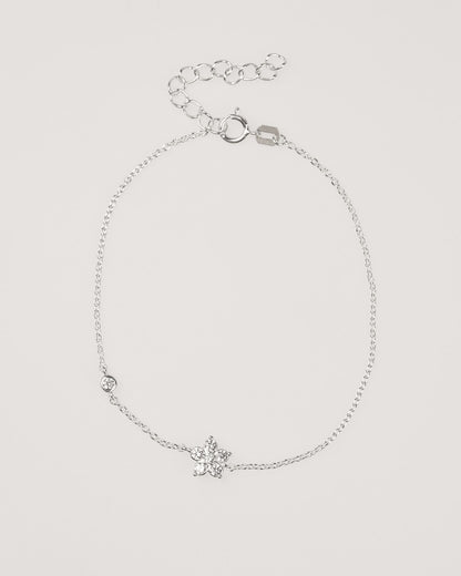 Sterling Silver Cubic Zirconia Flower Bracelet