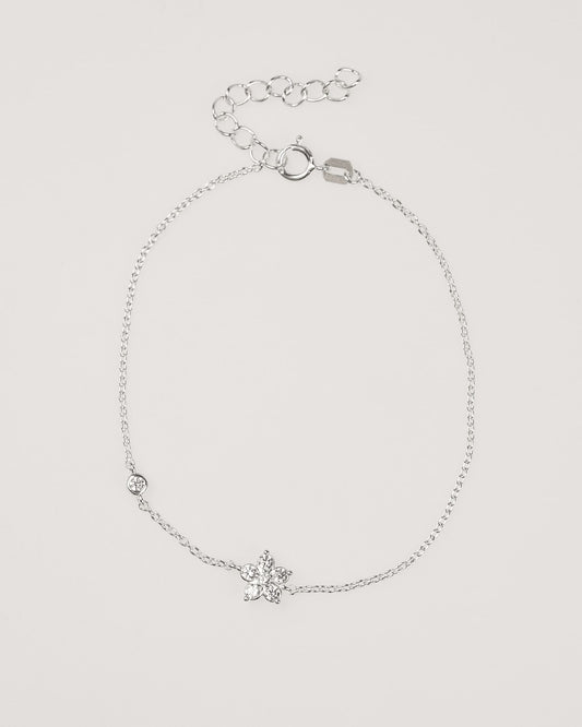 Sterling Silver Cubic Zirconia Flower Bracelet