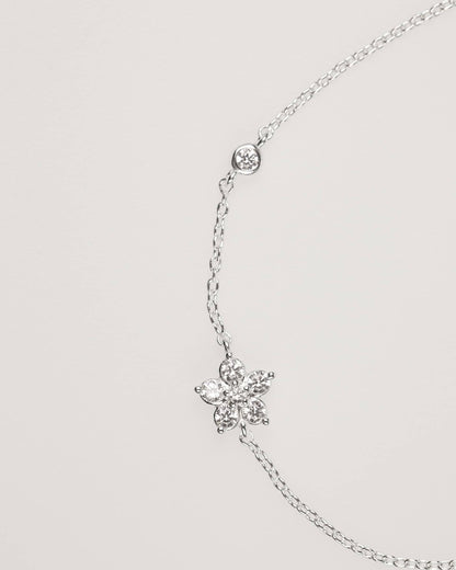 Sterling Silver Cubic Zirconia Flower Bracelet