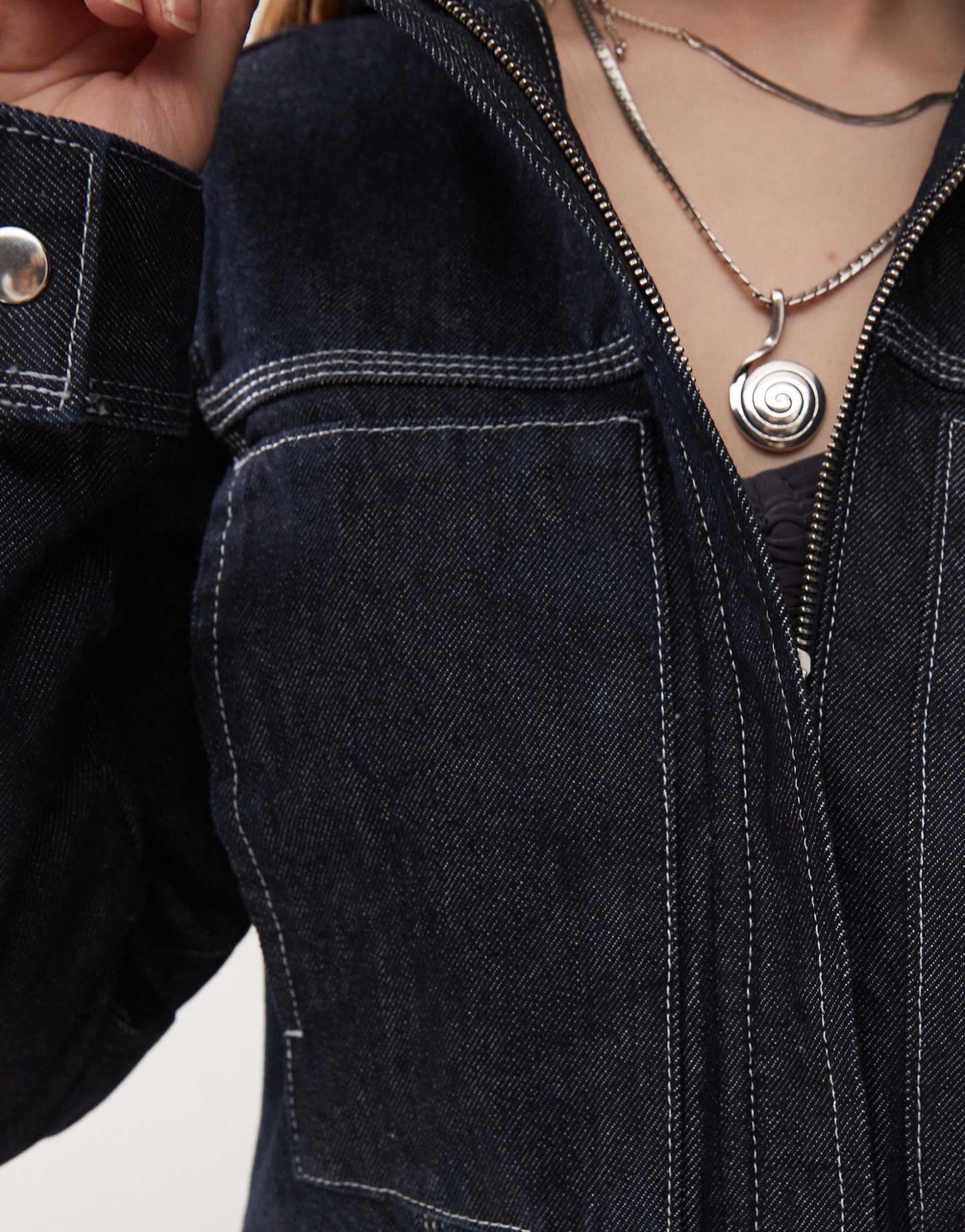 Fitted Denim Jacket With Hood