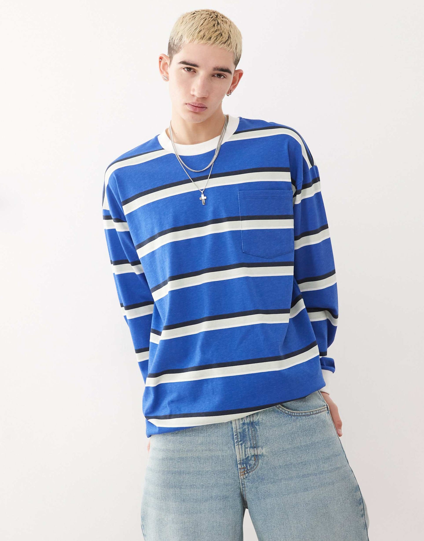 Long Sleeve Striped T-Shirt With Pocket