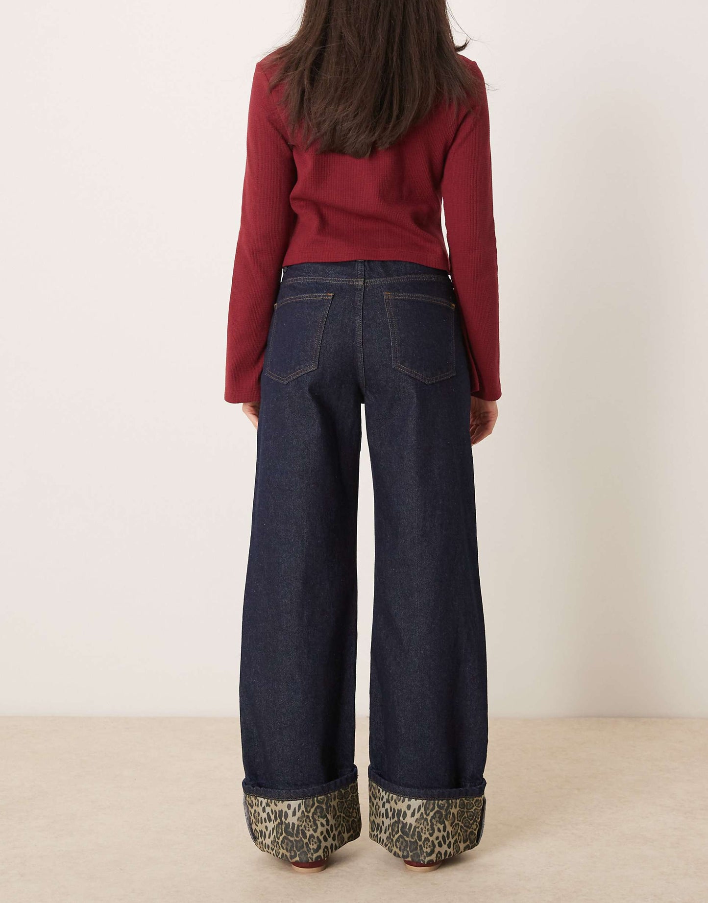 Leopard Print Turn Up Jean