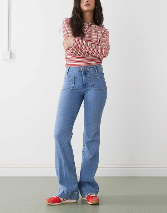 Flared Jean With Front Pockets