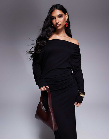 Slouchy Off Shoulder Slouchy Maxi Dress