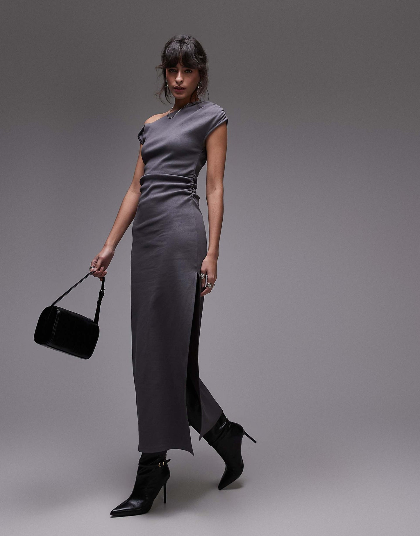 Jersey Twist Shoulder Maxi Dress