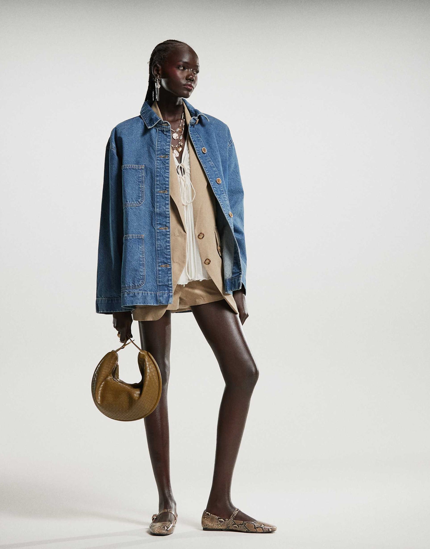 Denim Barn Jacket With Pocket Detail