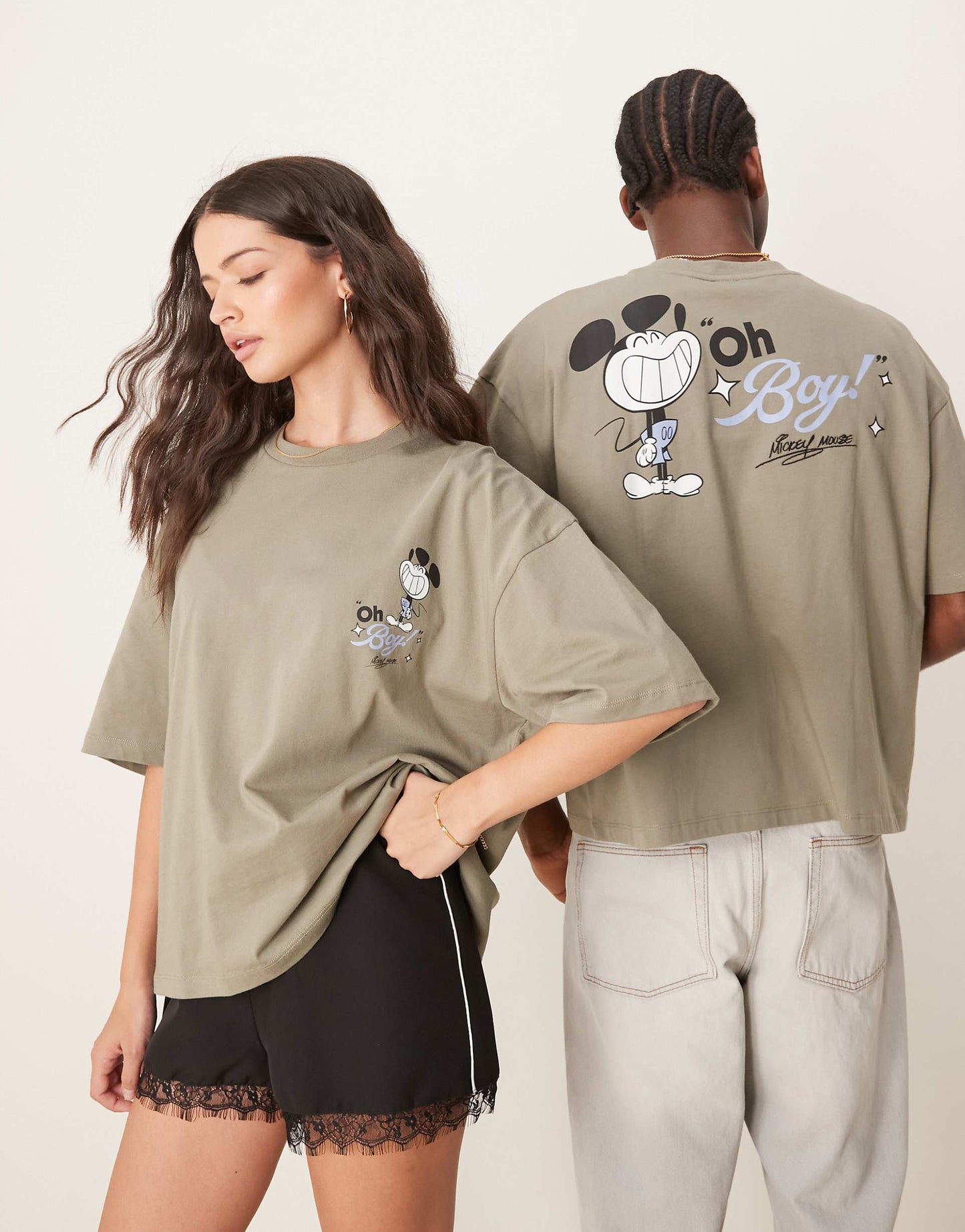 Disney Unisex Boxy Oversized T-Shirt With Mickey Mouse Prints