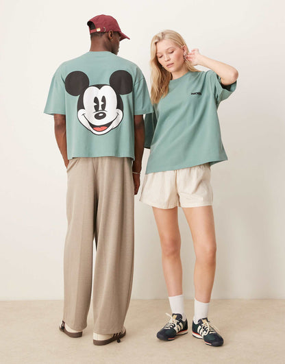 Disney Unisex Boxy Oversized Heavyweight T-Shirt With Mickey Mouse Prints