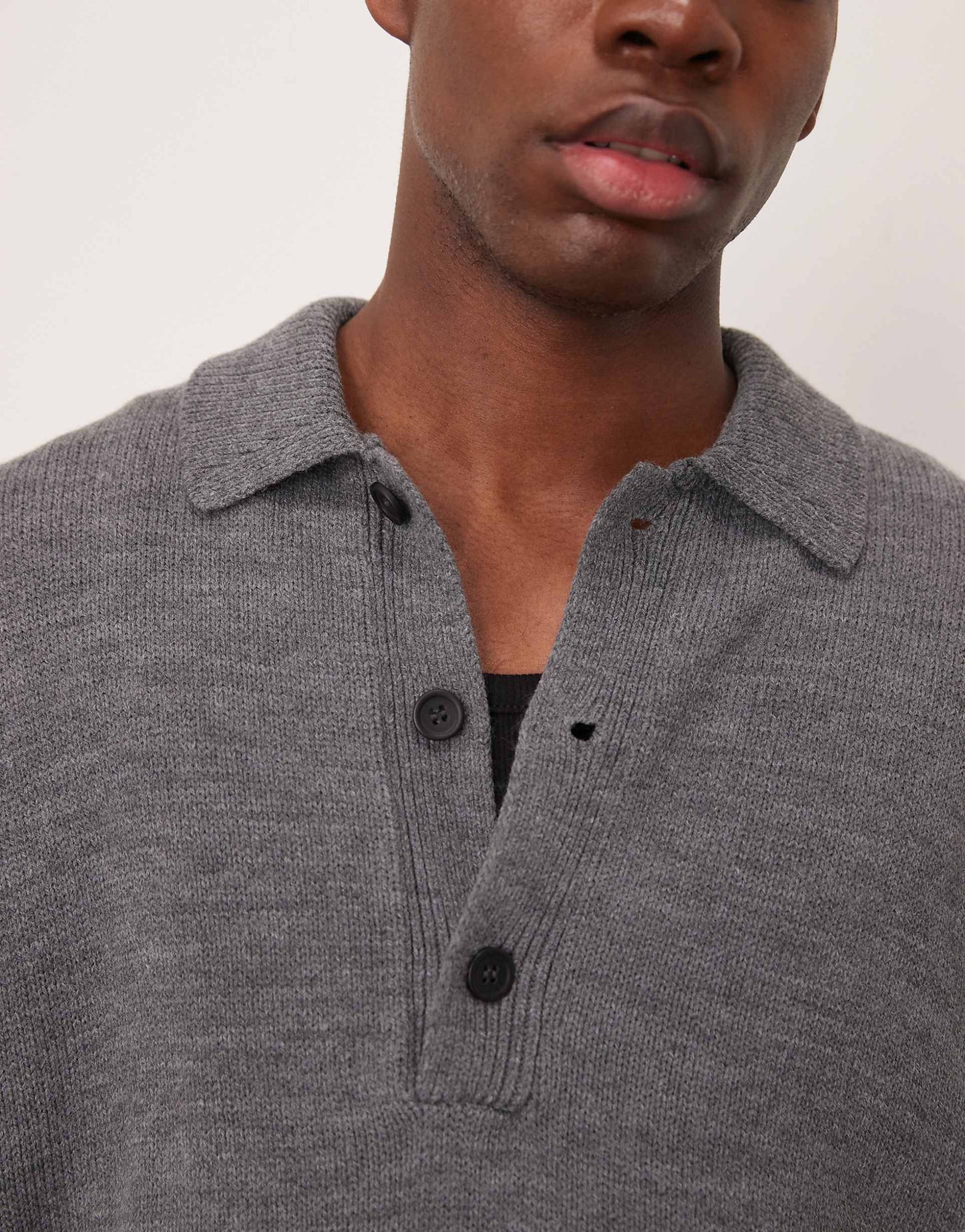 Oversized Deep Notch Knitted Polo