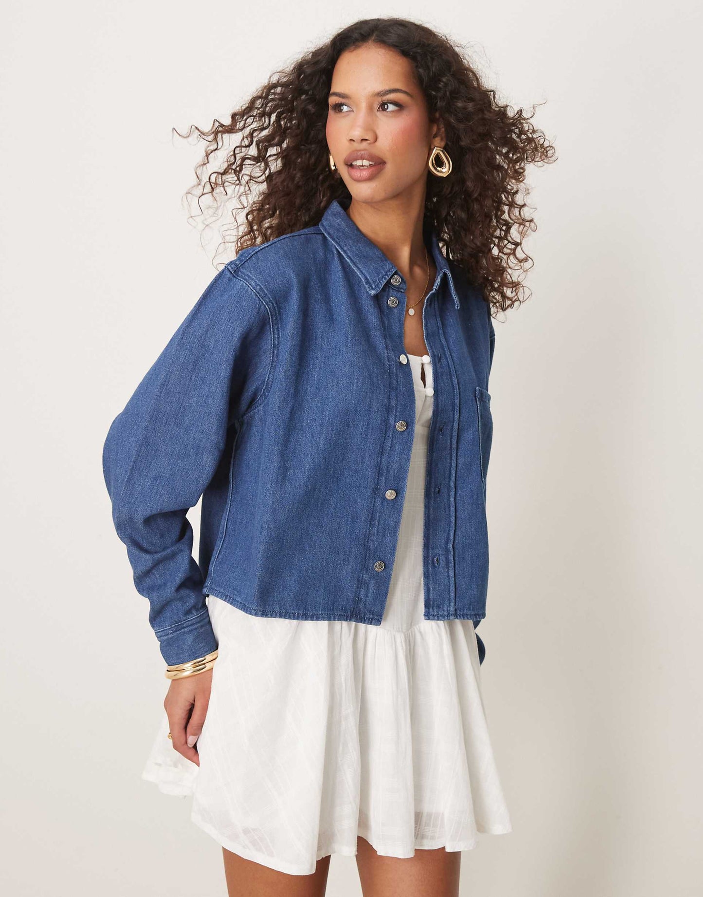 Cropped Denim Dad Shirt