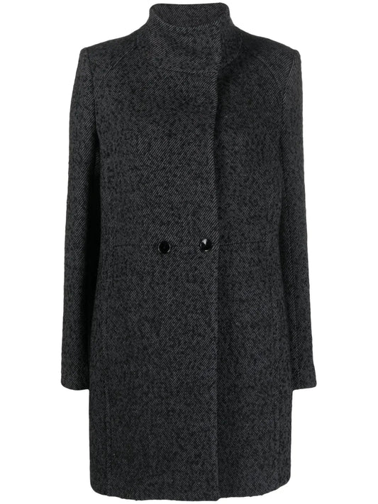 High-Neck Double-Breasted Coat