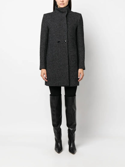 High-Neck Double-Breasted Coat