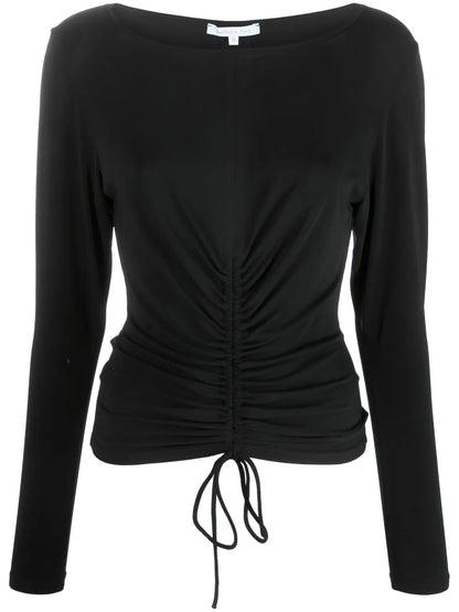 Drawstring-Hem Draped T-Shirt
