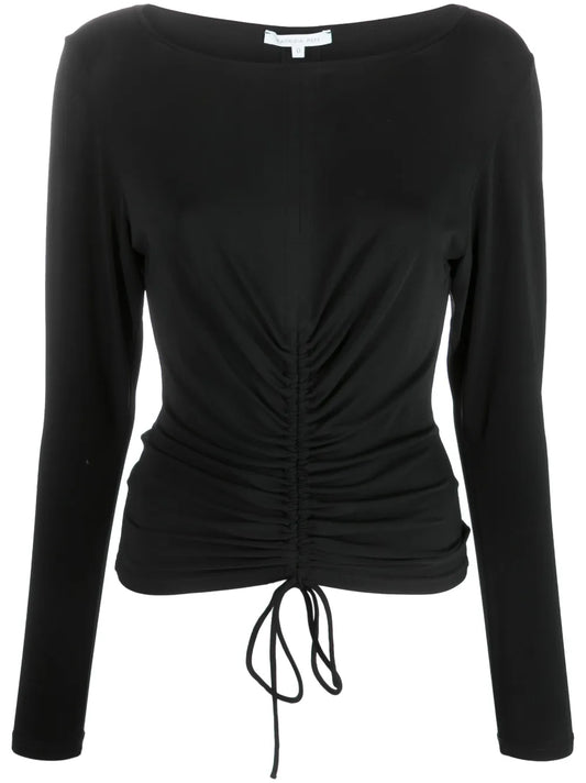 Drawstring-Hem Draped T-Shirt
