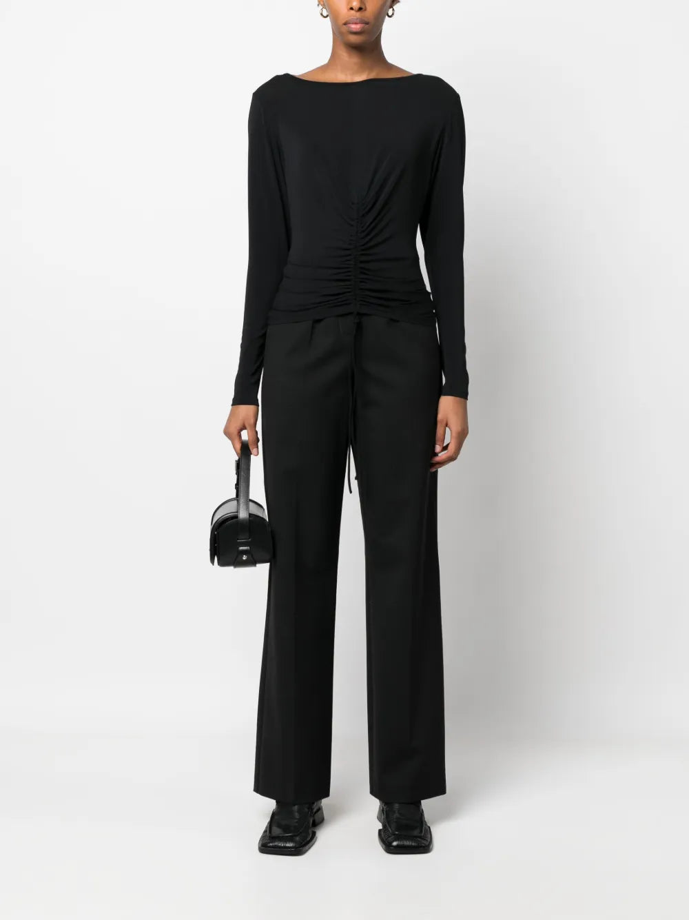Drawstring-Hem Draped T-Shirt