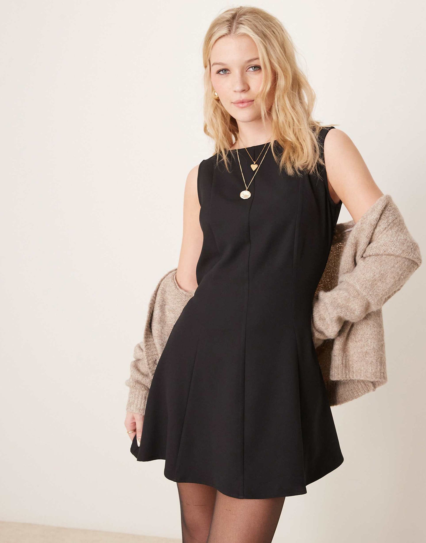 Cinch Waist Seam Detail Mini Dress