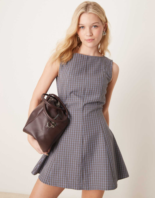 Cinch Waist Seam Detail Mini Dress