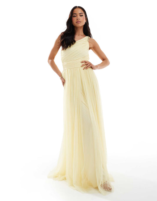 Bridesmaid One Shoulder Maxi Dress