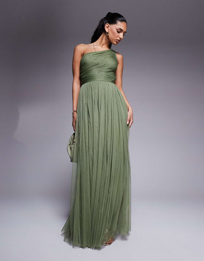 Bridesmaid One Shoulder Maxi Dress