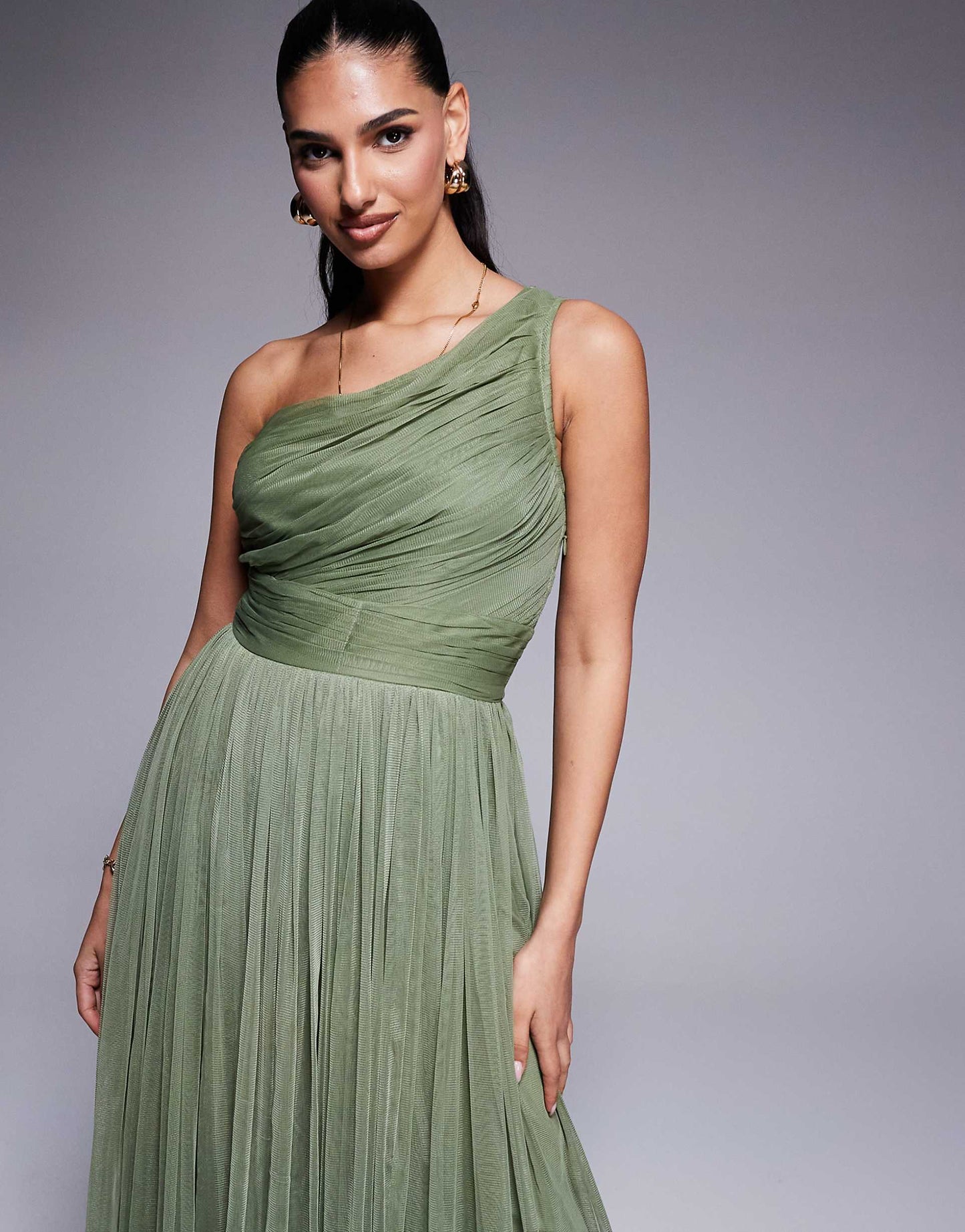 Bridesmaid One Shoulder Maxi Dress