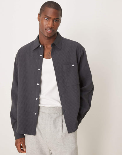 Oversized Shirt With Crinkle Texture