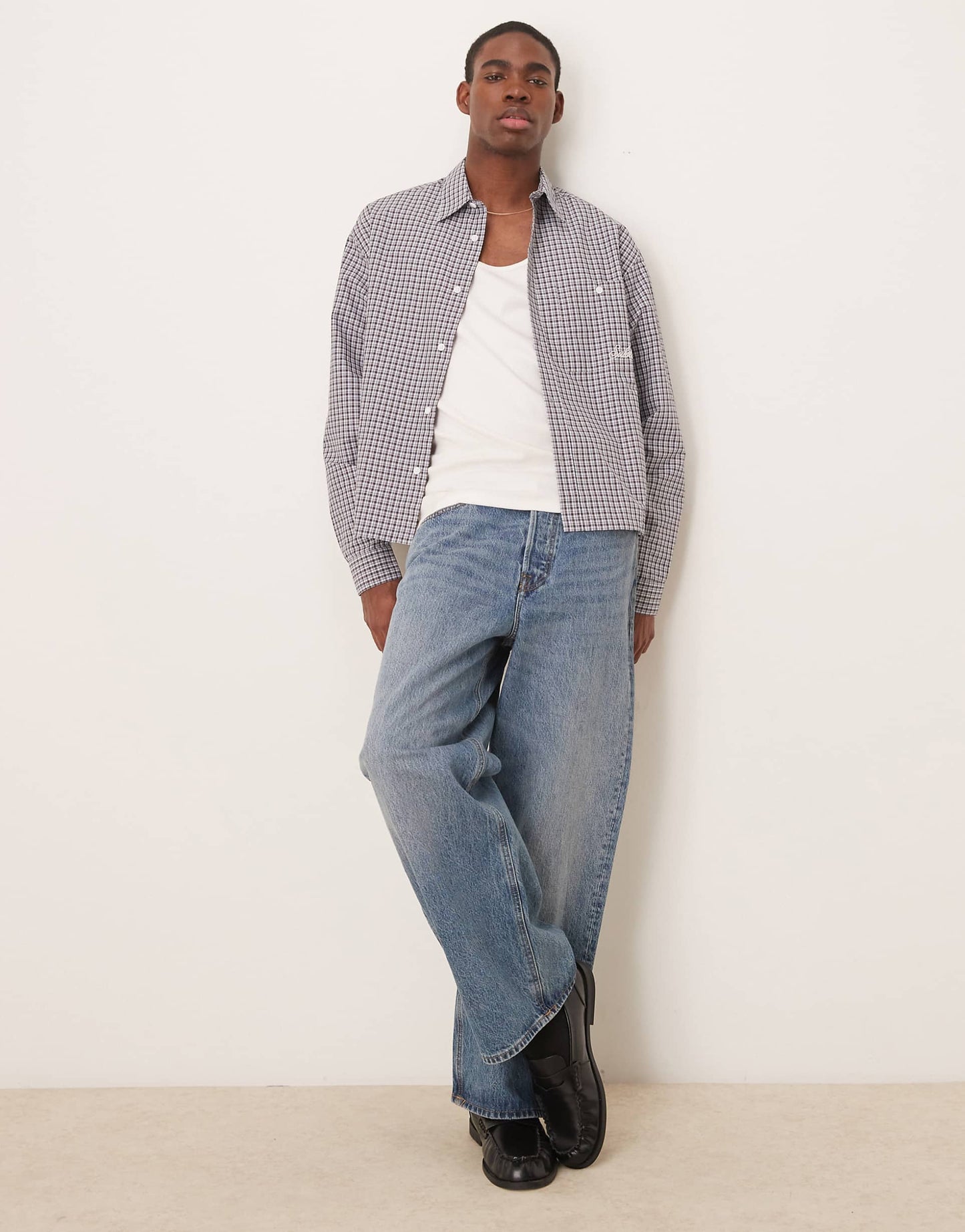 Oversized Boxy Shirt With Embroidered Pocket