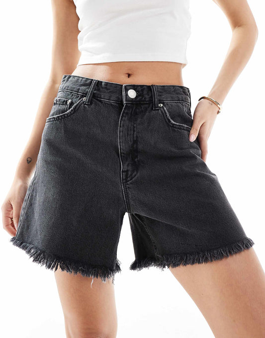 High Waisted Denim Mom Short