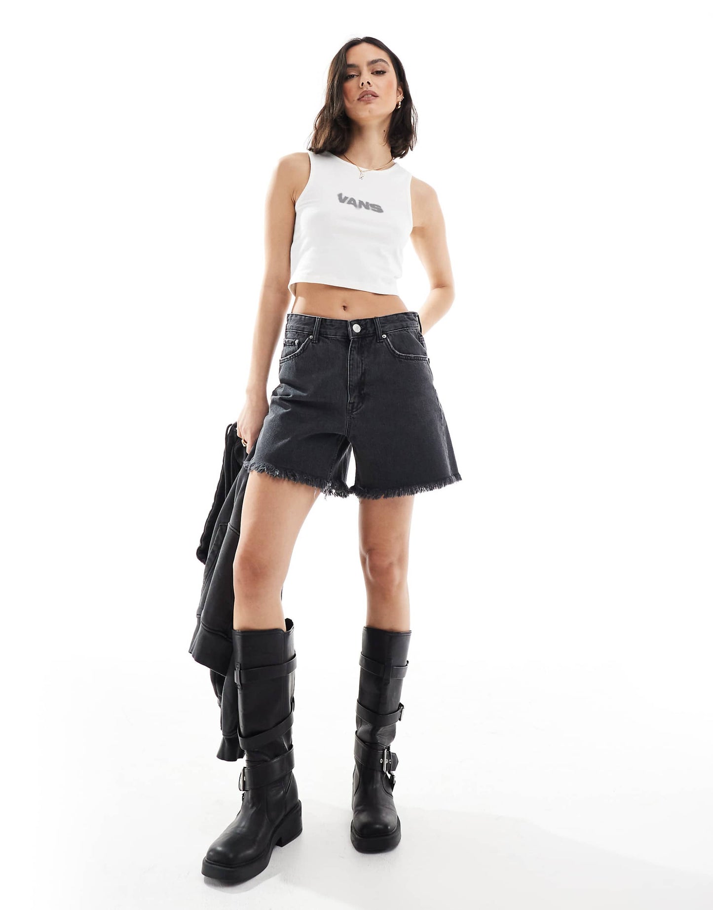 High Waisted Denim Mom Short