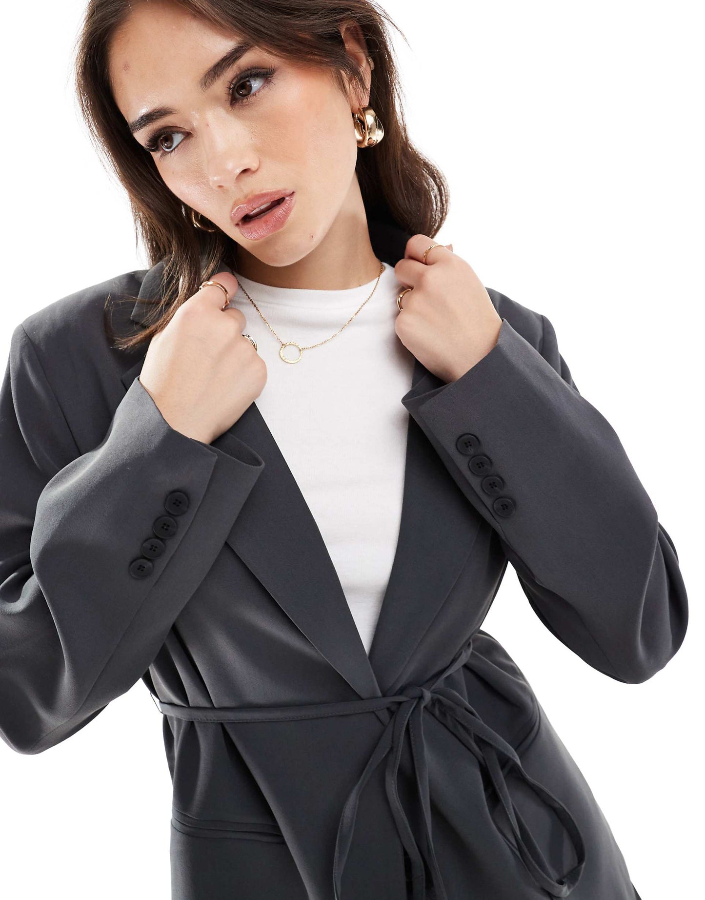 Tie Detail Tailored Jacket