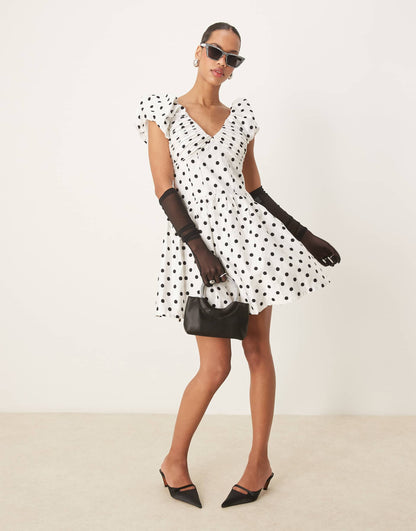 Structured Polka Dot Mini Dress