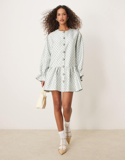 Oversized Jacquard Mini Dress