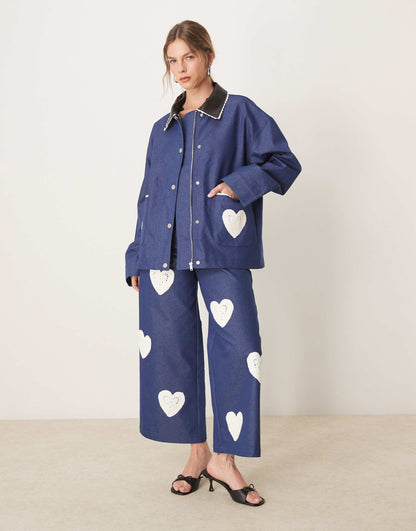 Hearts Embroidered Jacket Co-Ord