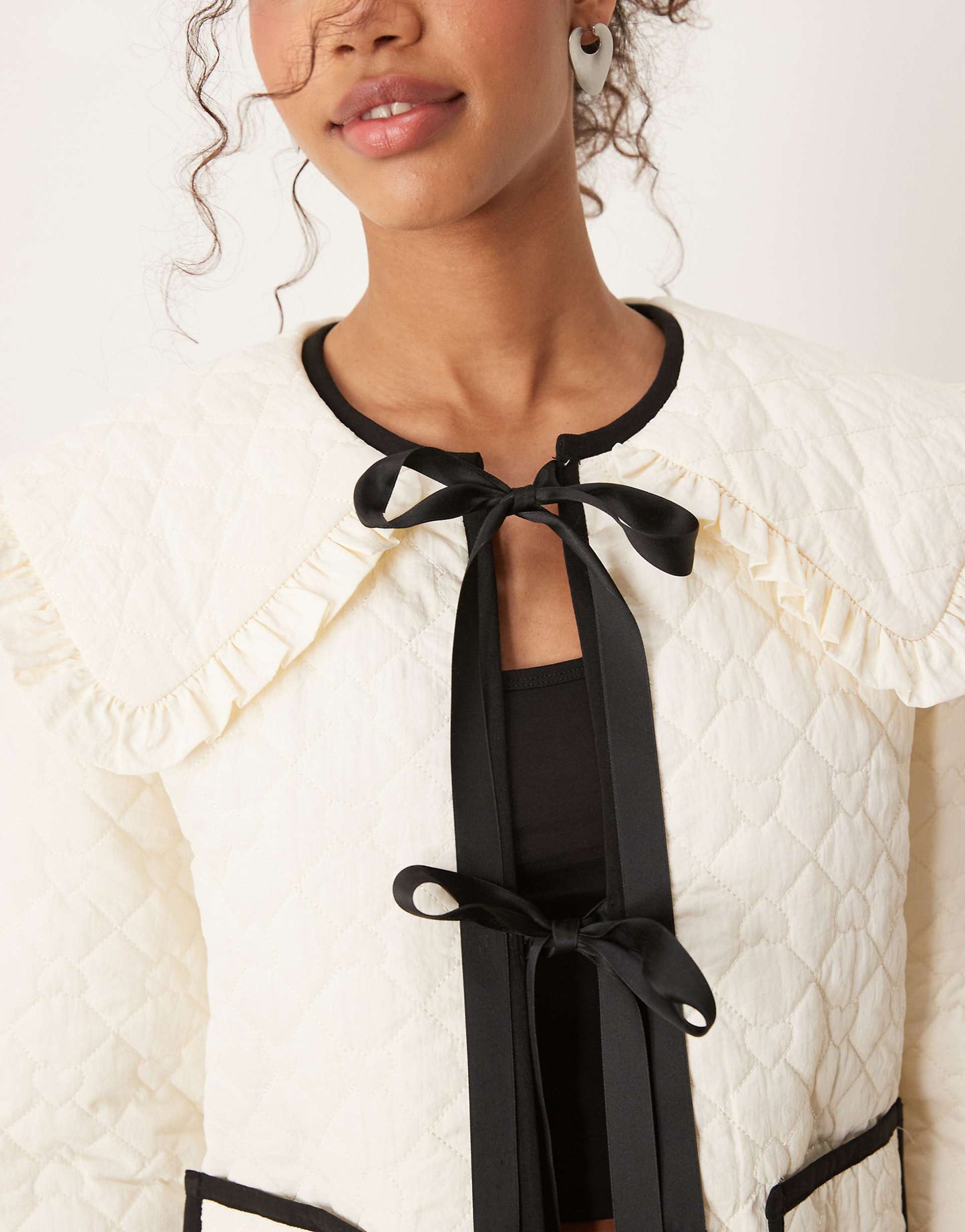 Contrast Bow Jacket