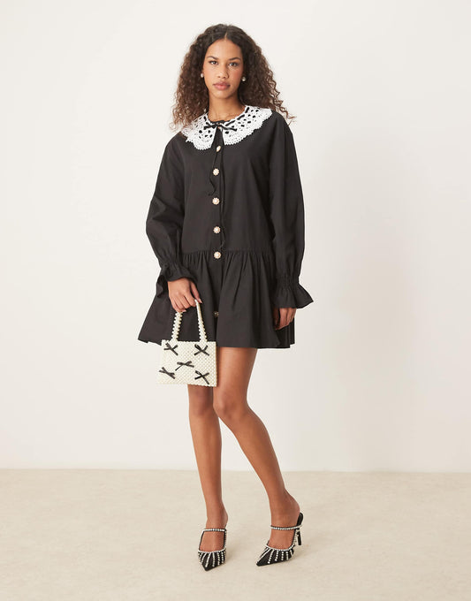 Oversized Collar Mini Dress