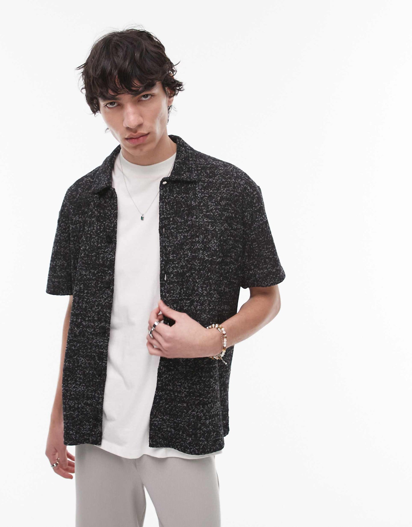 Oversized Fit Textured Polo