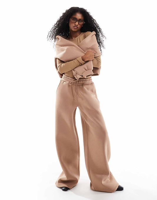 Heavy Fleece Lined Wide Leg Jogger Sweat Co Ord