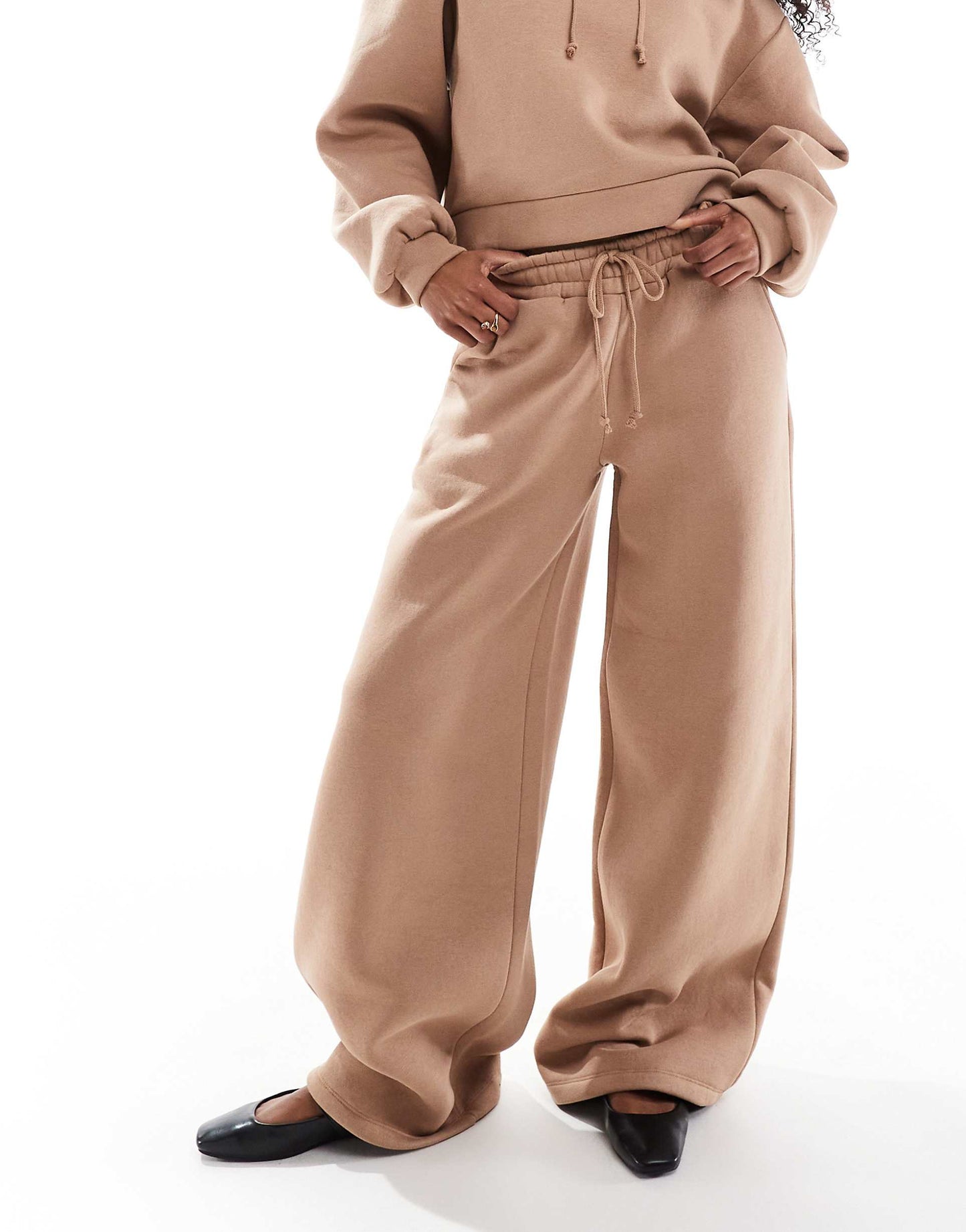 Heavy Fleece Lined Wide Leg Jogger Sweat Co Ord