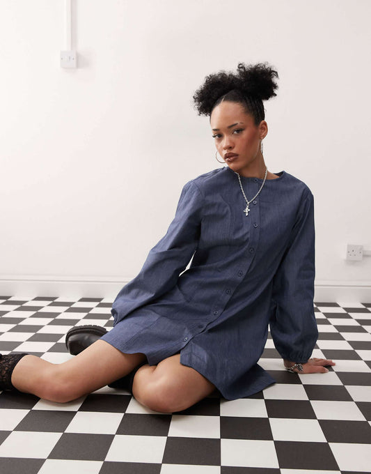 Mini Dress With Balloon Sleeves