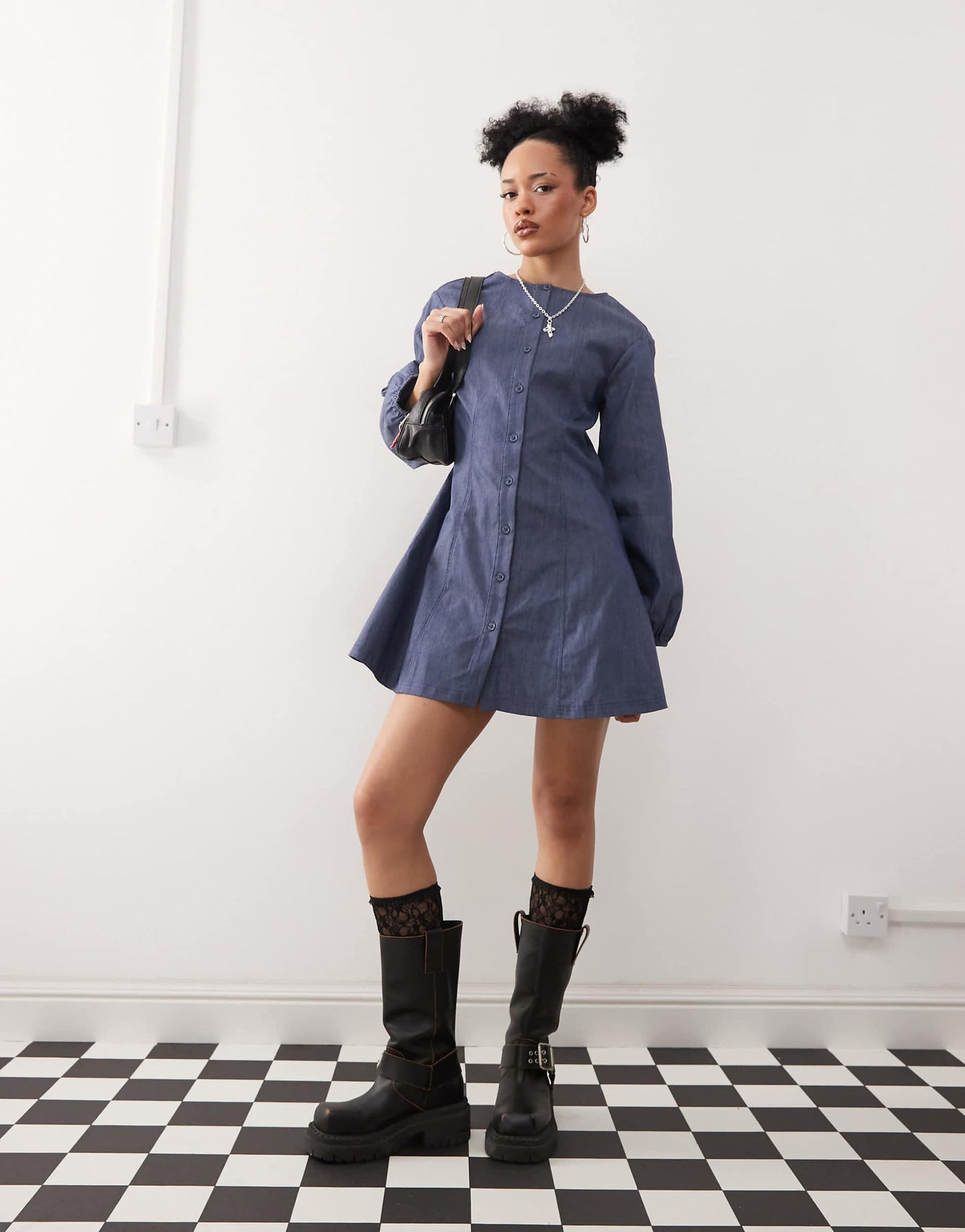 Mini Dress With Balloon Sleeves