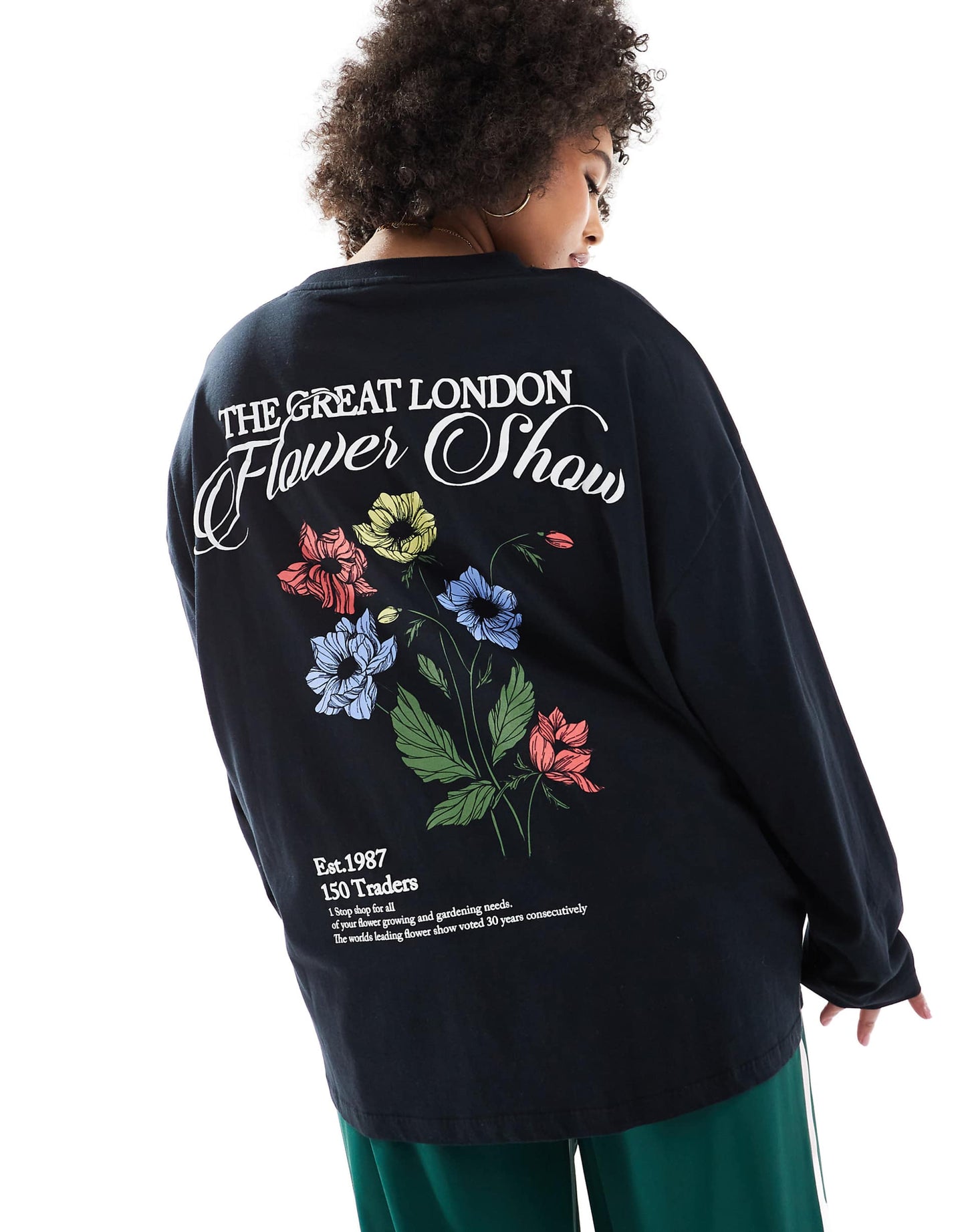 Curve Long Sleeve Skater With Flower Back Graphic