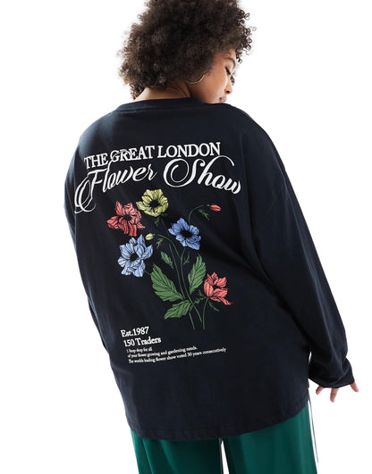 Curve Long Sleeve Skater With Flower Back Graphic