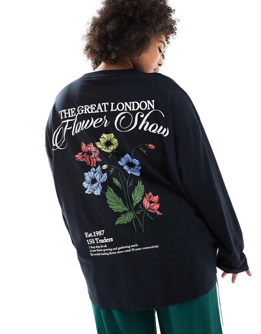 Curve Long Sleeve Skater With Flower Back Graphic