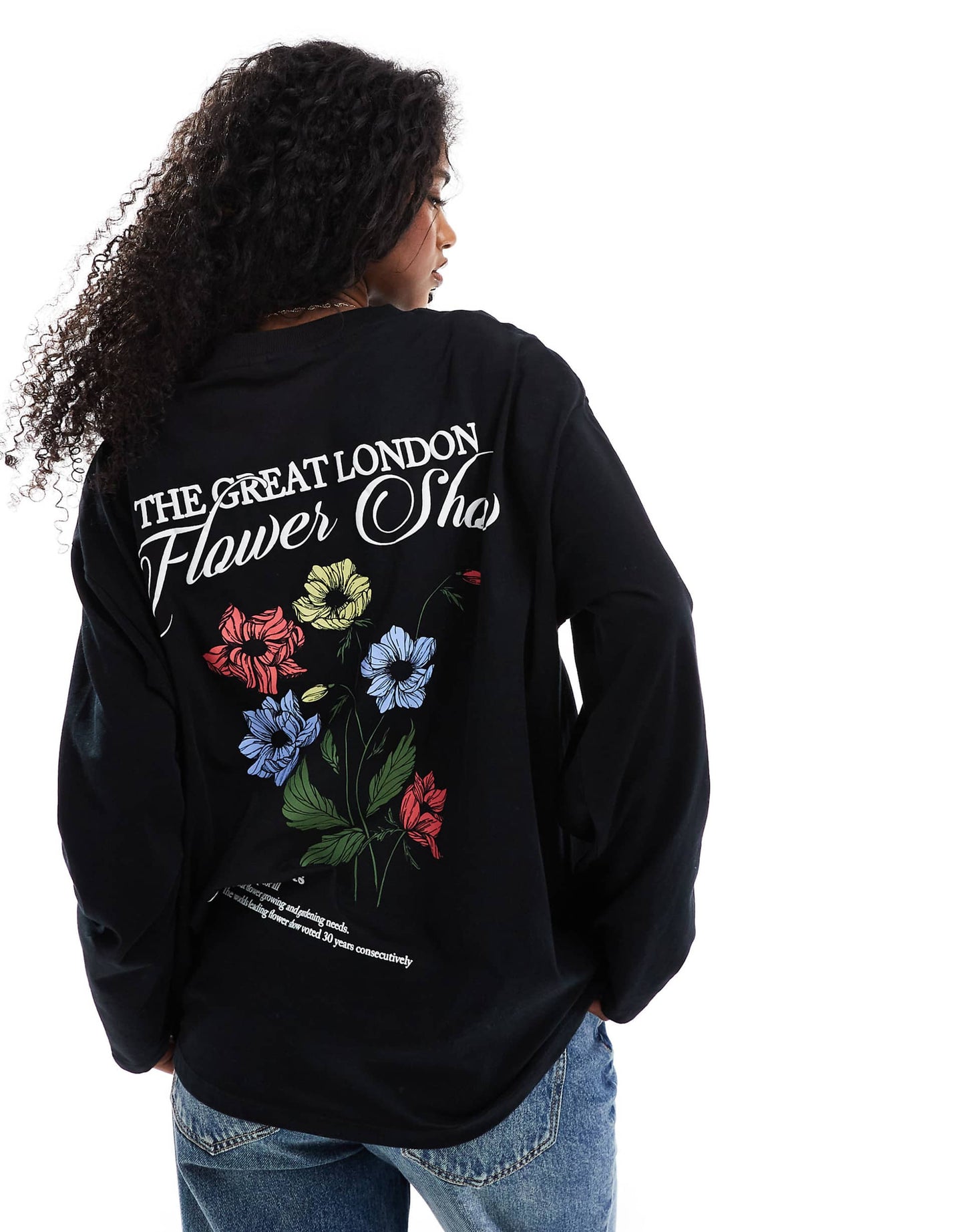 Long Sleeve Skater With Flower Back Graphic