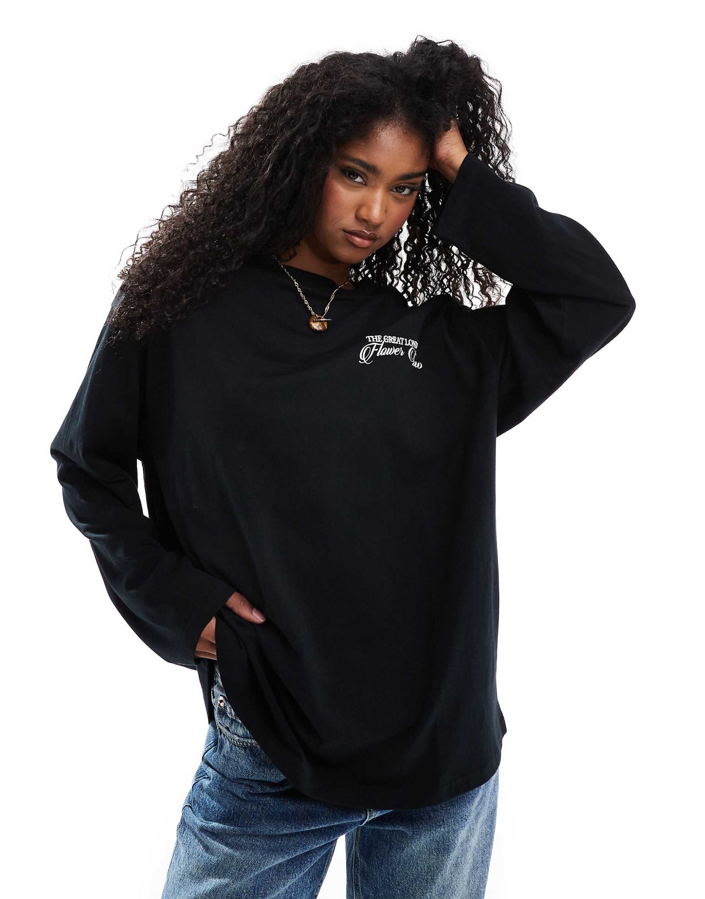 Long Sleeve Skater With Flower Back Graphic