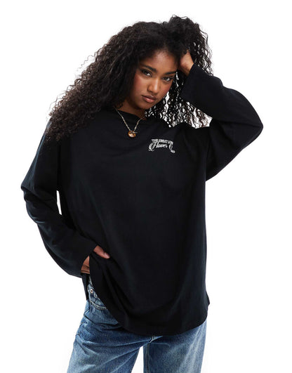 Long Sleeve Skater With Flower Back Graphic