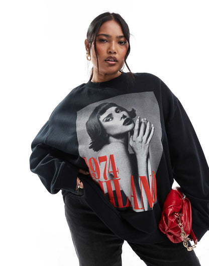 Curve Oversized Sweatshirt With Milano Puff Print