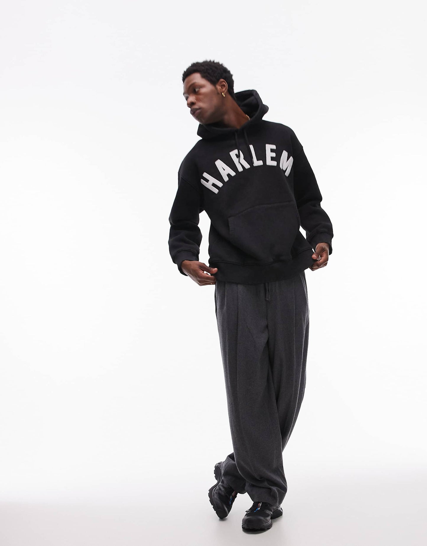 Oversized Fit Hoodie With Harlem Print