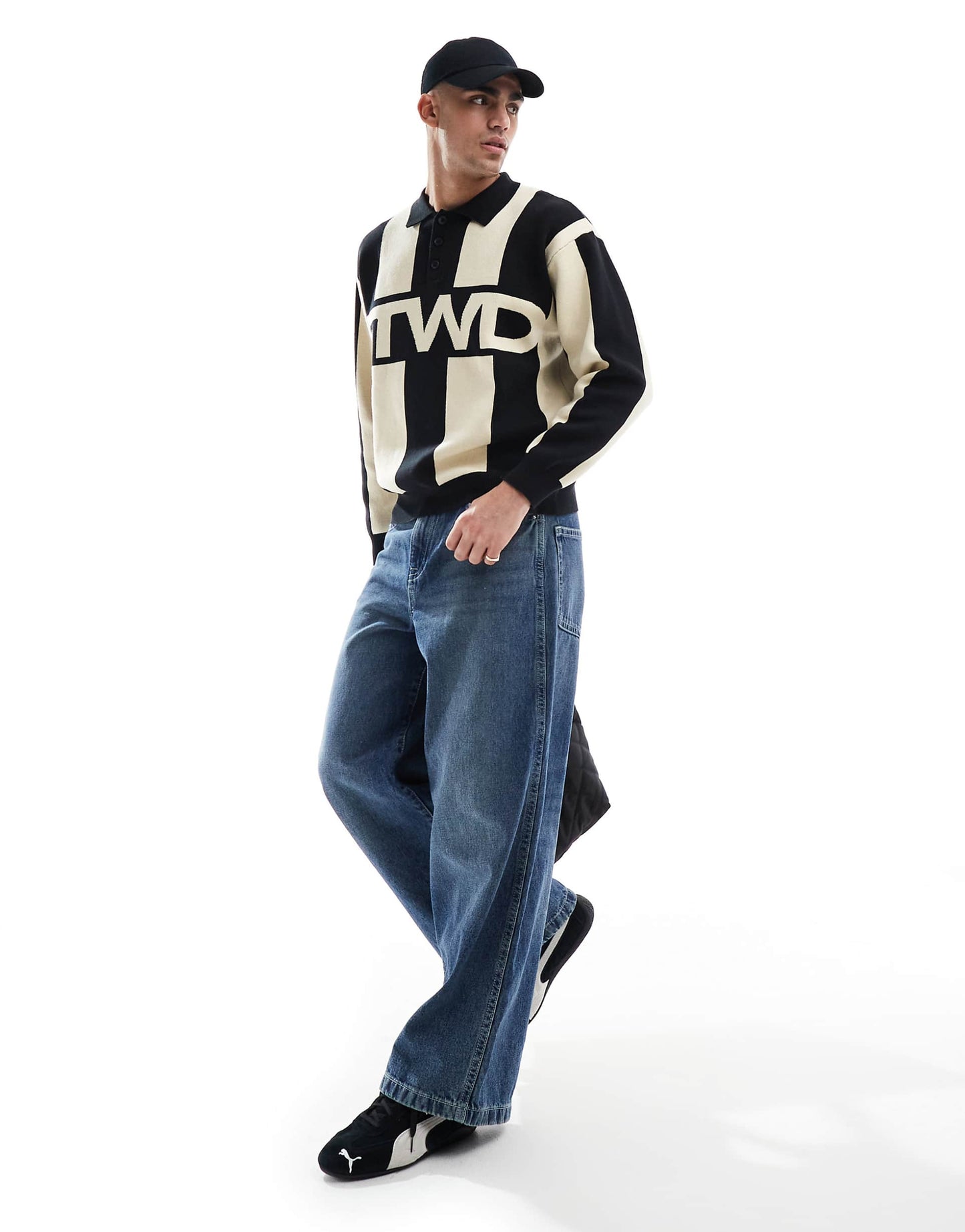 Knitted Stripe Stwd Polo