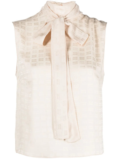 Logo-Jacquard Scarf-Detail Sleeveless Top